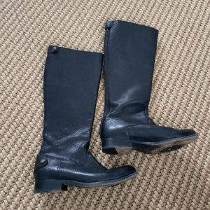 Frye Melissa Black Button Back Zip Riding Boots